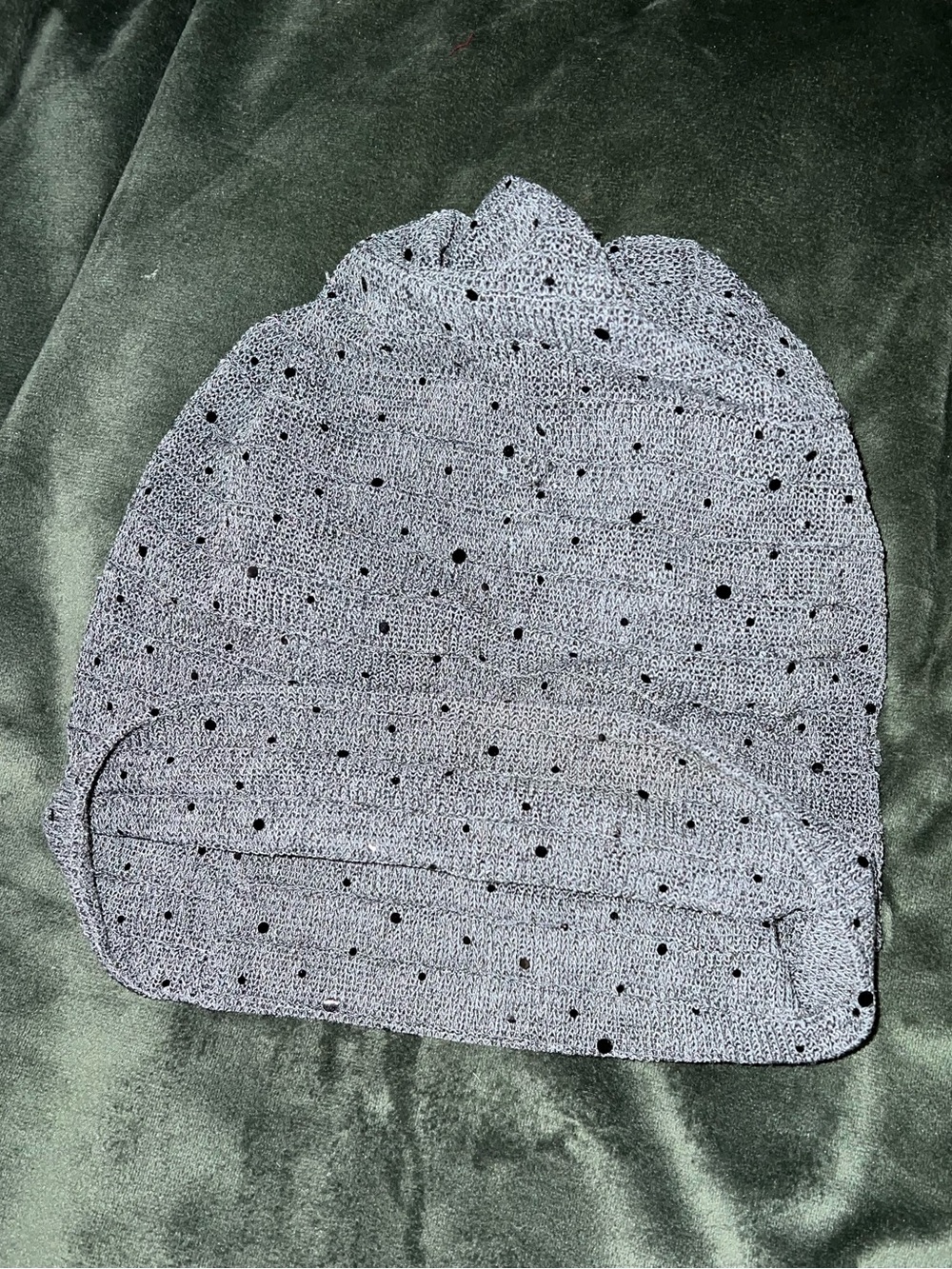 Silver Gray Rhinestone Knit Slouch Beanie